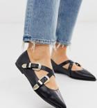 Asos Design Wide Fit Lexicon Pointed Ballet Flats In Black