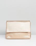 Asos Soft Metallic Flap Over Clutch Bag - Copper