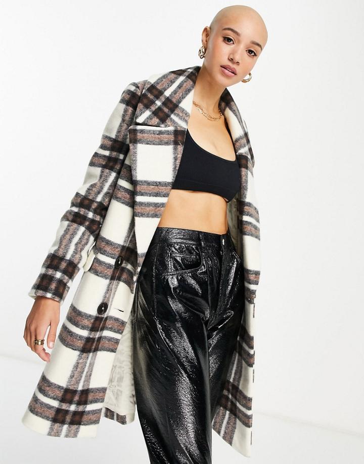 Ever New Wrap Tie Smart Coat In Monochrome Check-black