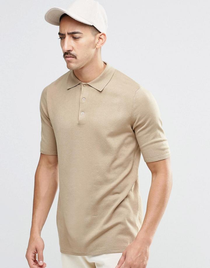 Weekday Street Knit Polo Beige - Beige
