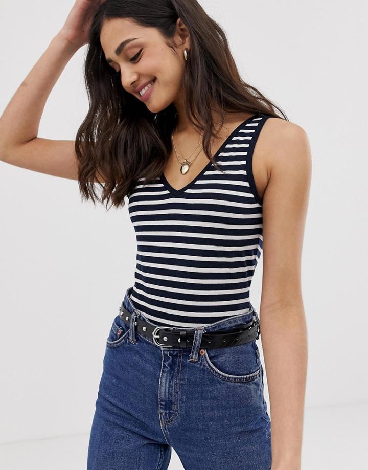 Asos Design V-neck Tank Body In Stripe-multi