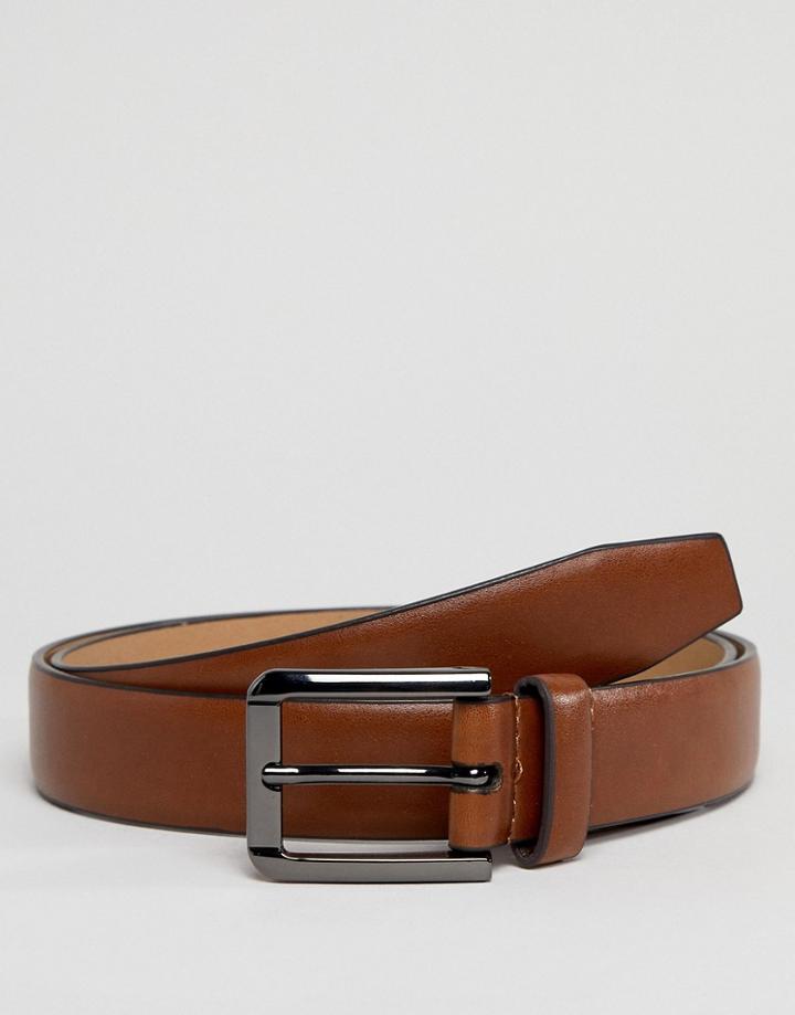 River Island Smart Faux Leather Belt In Tan - Tan