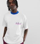 Noak Oversized Textured T-shirt In White With Branding - White