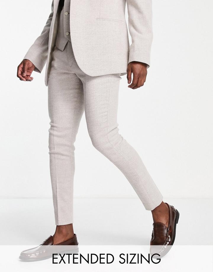 Asos Design Super Skinny Wool Mix Pants In Blush Pink Twill