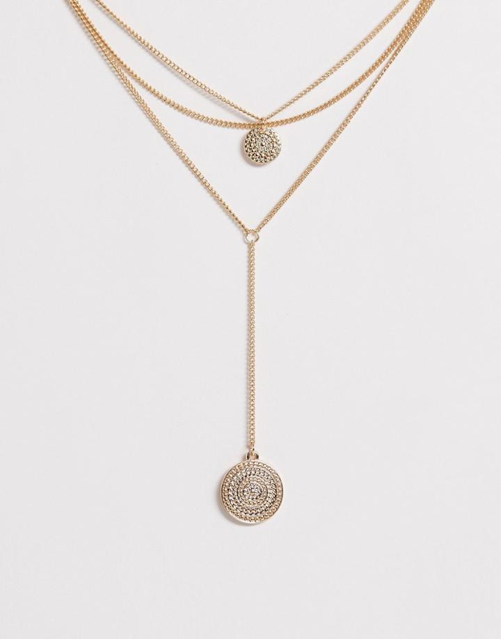 Missguided Layered Coin Necklace - Gold
