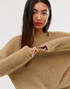 Only Rib Knitted Sweater-brown
