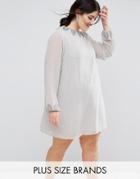 Lovedrobe Luxe Embellished Tunic Dress - Gray