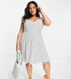 Asos Design Curve 90s Tea Dress In Black And White Spot-multi