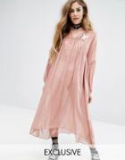 Reclaimed Vintage X Romeo And Juliet Sheer Angel Dress With Sequin Bird Patches - Pink