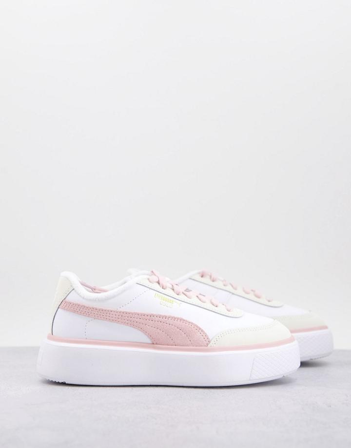 Puma Oslo Maja Suede Sneakers In White And Baby Blue