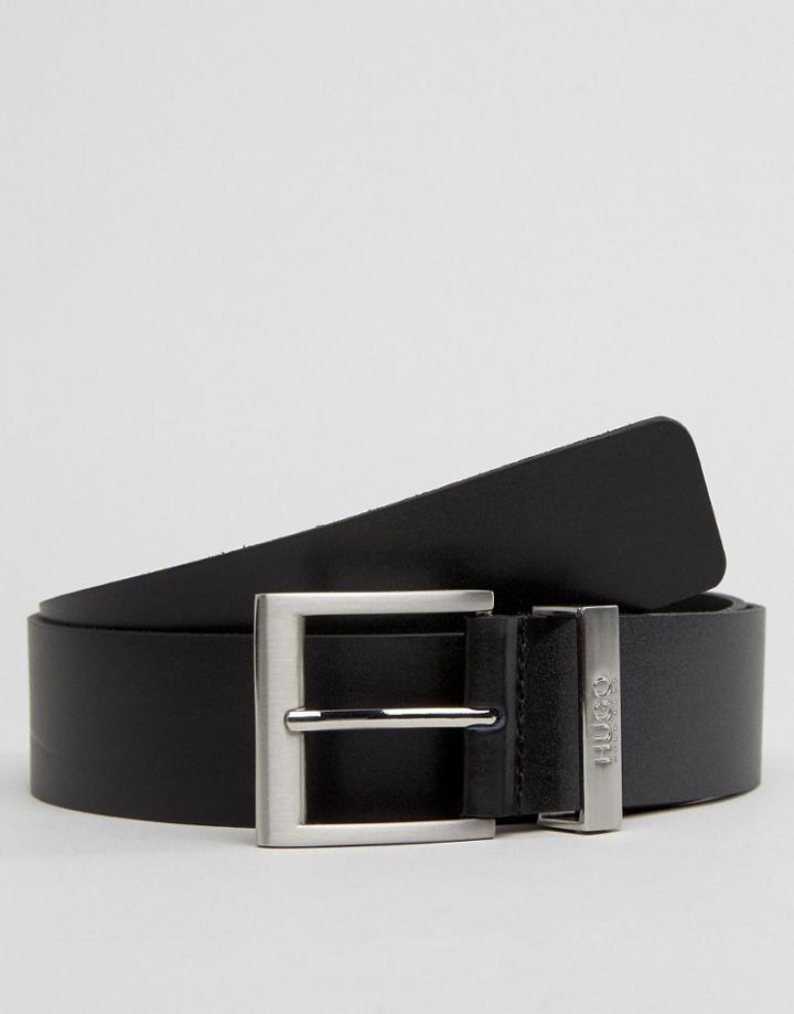 Hugo By Hugo Boss Bud Leather Belt Metal Keeper Black - Black