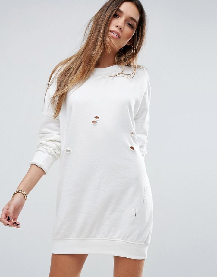 Missguided Oversized Sweat Dress - Cream