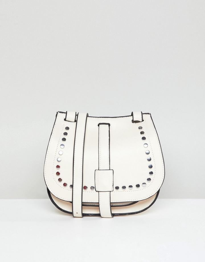 Yoki Fashion Saddle Bag With Studding - Cream