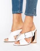 New Look White Cross Front Heeled Mule - White