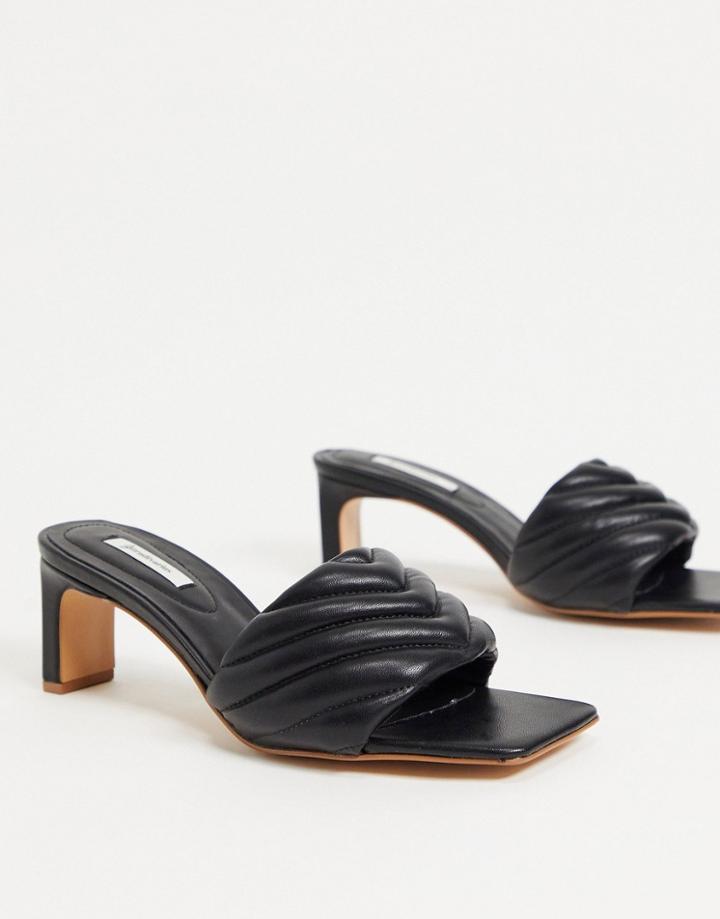 Stradivarius Quilted Mules In Black