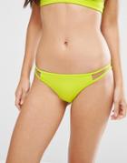 Asos Mix And Match Mesh Insert Ruched Brazilian Bikini Bottom - Green