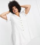 In The Style Plus X Jac Jossa Button Down Frill Smock Dress In White