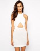 Aq Aq Monica Body-conscious Dress With Keyhole Cut Out - Cream