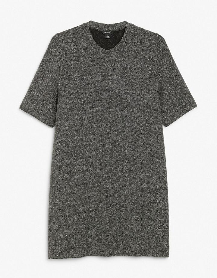 Monki Izzy Glitter Mini Dress In Black