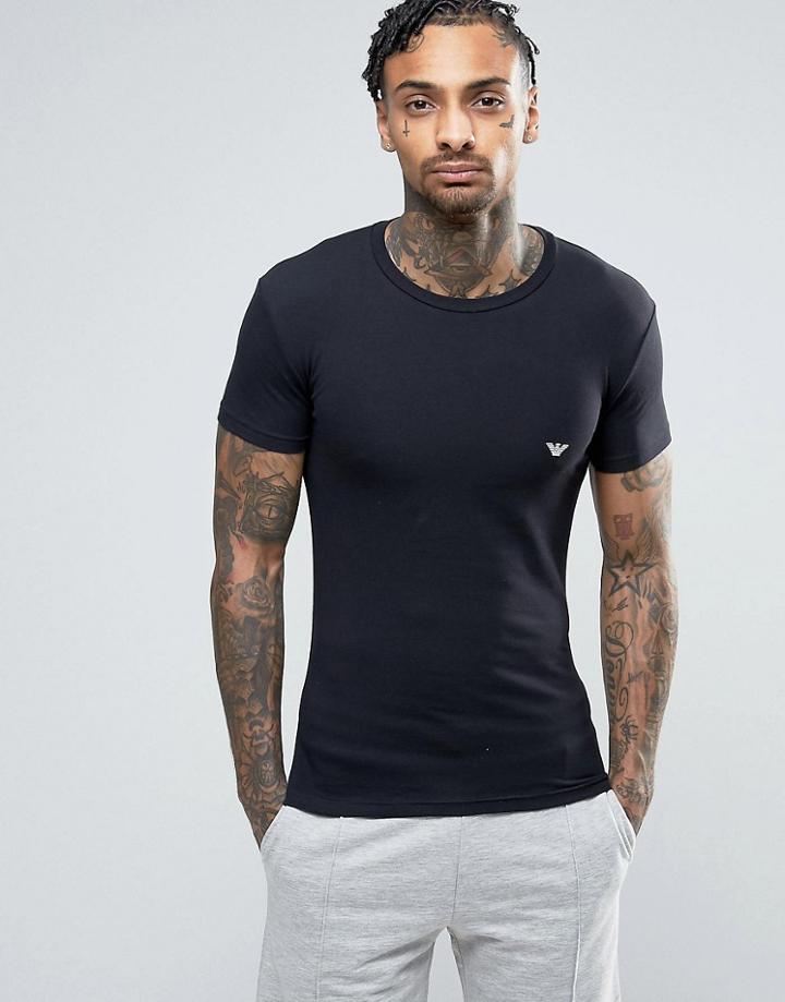 Emporio Armani Logo Crew Neck T-shirt In Muscle Fit - Black