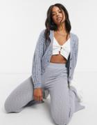 Cotton: On Multi Yarn Cable Knit Cardi In Blue Multi-blues