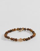 Icon Brand Beaded Bracelet With Cross Charm - Brown