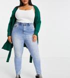 River Island Plus High Rise Skinny Jean In Light Denim-blues