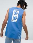 Asos Dropped Armhole Sleeveless T-shirt With Back Symbol Print - Blue