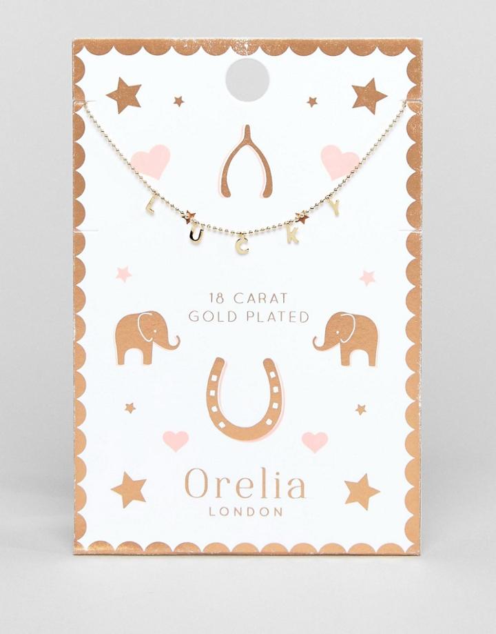 Orelia Lucky Charm Script Necklace - Gold