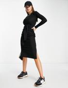 Na-kd Belted Slit Detail Dress In Black