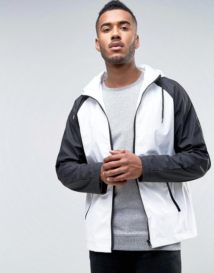 D-struct Water Resistant Festival Monochrome Jacket With Hood - Black