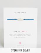 Dogeared Sterling Silver All Is Well Royal Blue Silk Adjustable Wish Bracelet - Silver