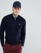 Fred Perry Knitted Bomber Jacket In Navy - Navy