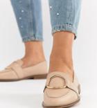 Asos Design Magenta Wide Fit Leather Loafers - Beige