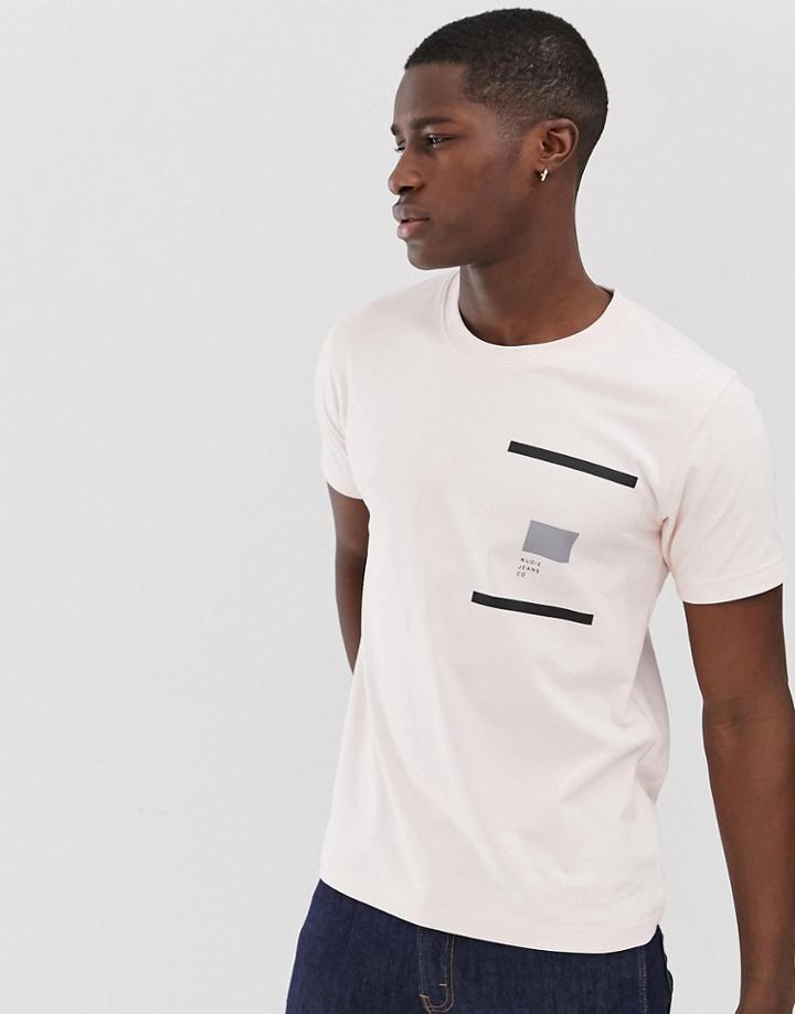 Nudie Jeans Co Kurt Facts Not Stories T-shirt In Pink - Pink
