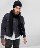 Allsaints Fen Beanie And Scarf Giftset In Lambswool Blend - Black