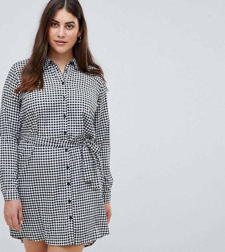 Ax Paris Plus Gingham Shirt Dress - Multi