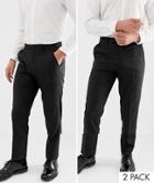 Asos Design 2 Pack Slim Smart Pants In Charcoal Save