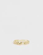 Asos Design Thumb Ring With Wave Detail In Gold Tone - Gold