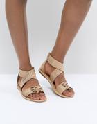 Glamorous Tan Crossover Flat Sandals