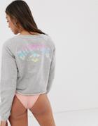 Billabong Crop Long Sleeve Beach Sweatshirt In Ash Heather - Gray