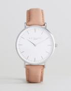 Elie Beaumont Large Watch With Silver Case And Blush Strap - Pink