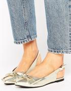 New Look Metallic Bow Slingback Shoe - Gold