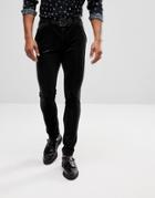 Asos Super Skinny Pants In Black Velvet - Black