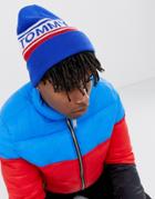 Tommy Jeans Bold Logo Beanie In Blue - Blue