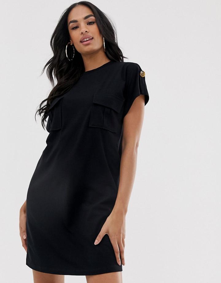 Asos Design Utility T-shirt Dress-black