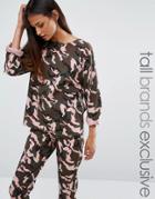 One Day Tall Oversized Sweat Top In Camo Print - Multi