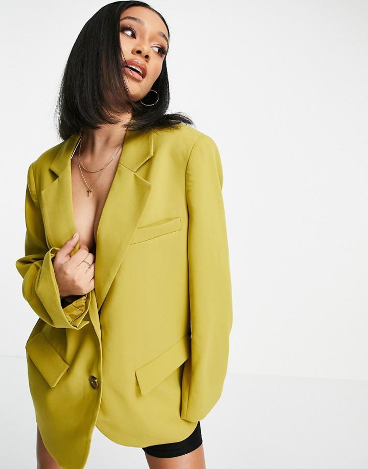 Na-kd X Matiamu By Sofia Oversized Boxy Blazer In Olive Green