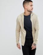 Asos Zip Up Muscle Hoodie In Beige - Beige