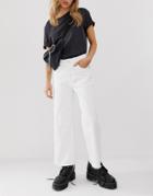 Cheap Monday Organic Cotton High Rise Wide Leg Jeans With Raw Hem-white
